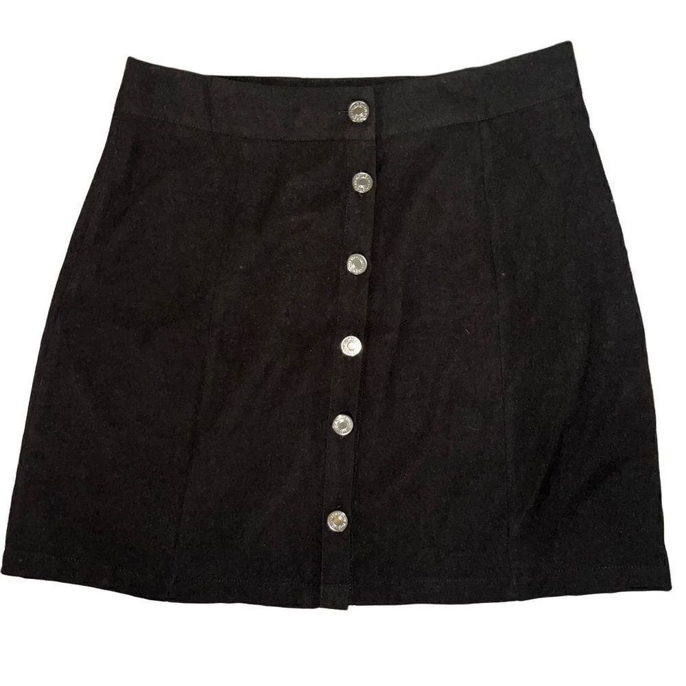 Sunflower Babes Boutique Black Faux Suede Button Front Mini Skirt Size M New